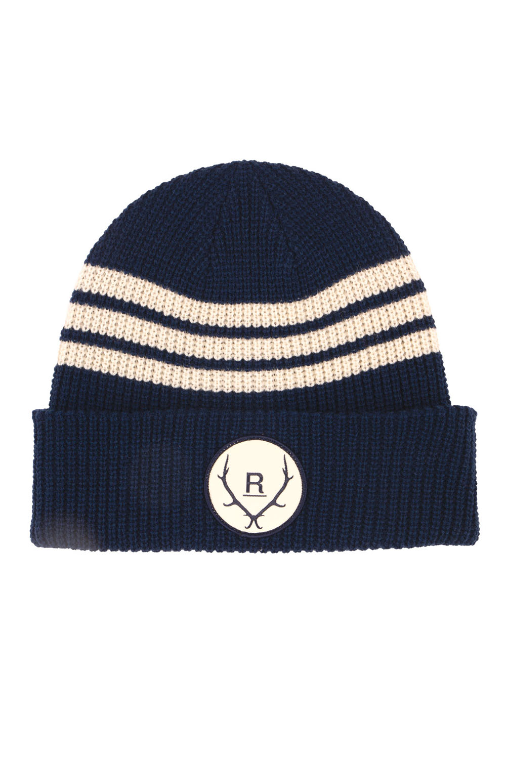 REVOLVR Logo Beanie in Navy — flatlay view