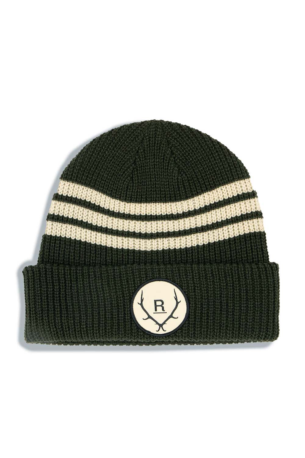 REVOLVR Logo Beanie in Olive — flatlay view