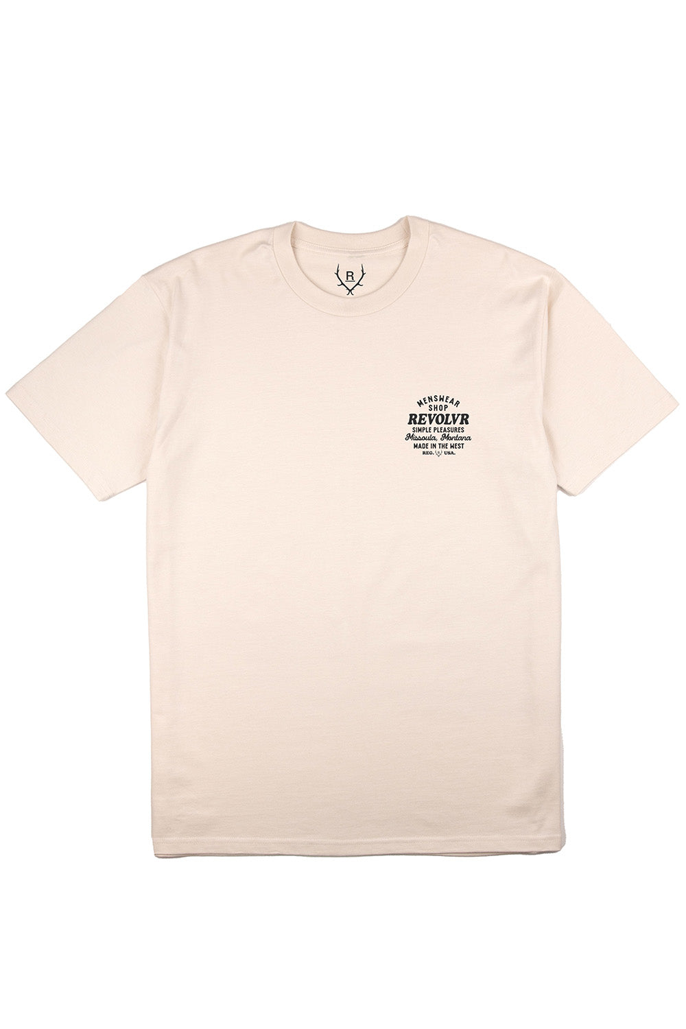 revolvr missoula shop tee ecru charcoal front