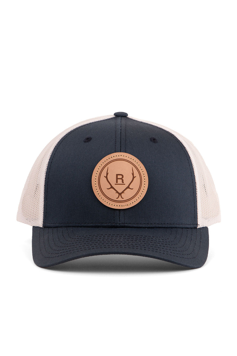revolvr-simplify-trucker-leather-dark-navy-white-front