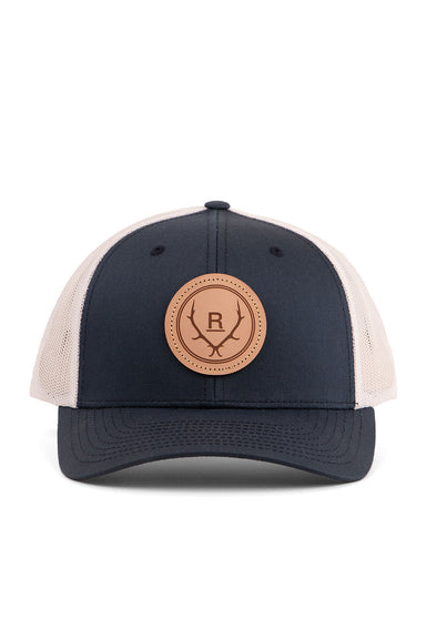 revolvr-simplify-trucker-leather-dark-navy-white-front