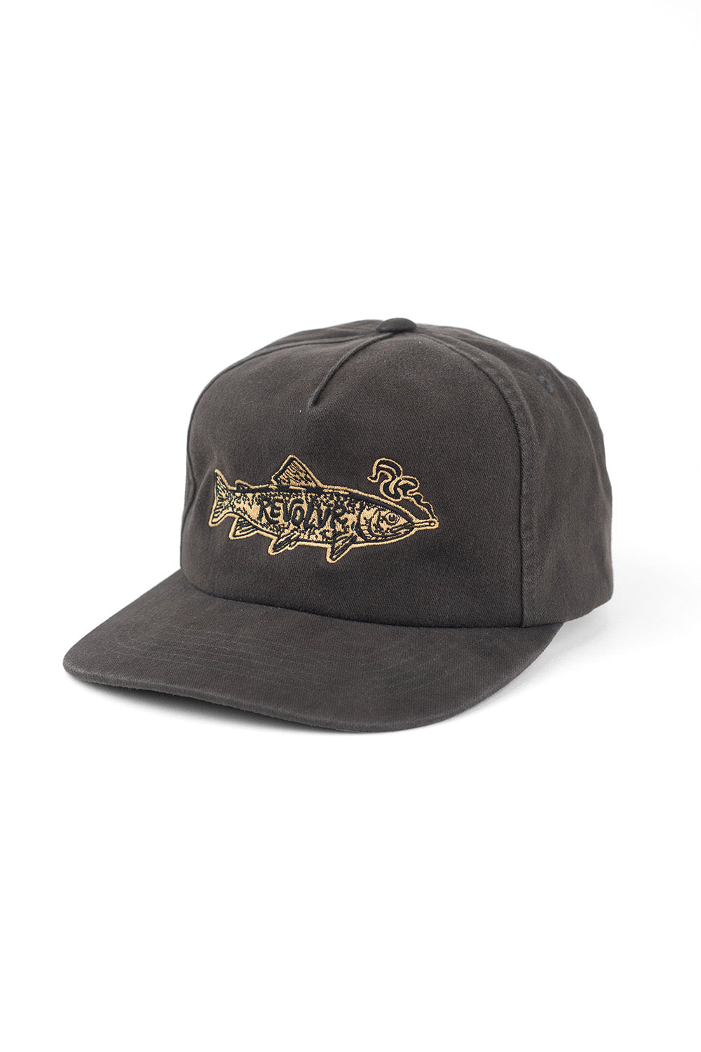 REVOLVR Trouty Hat in Washed Black — Profile view