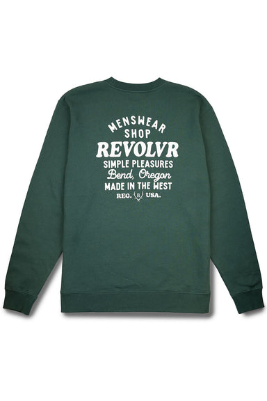 revolvr bend shop crew alpine green back