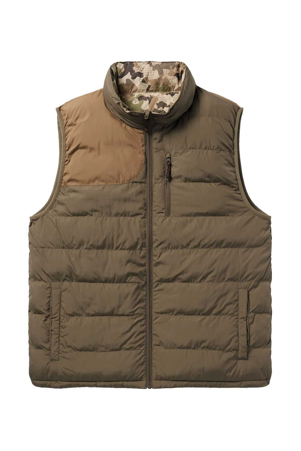 duck camp drydown reversible vest pin oak wetland front