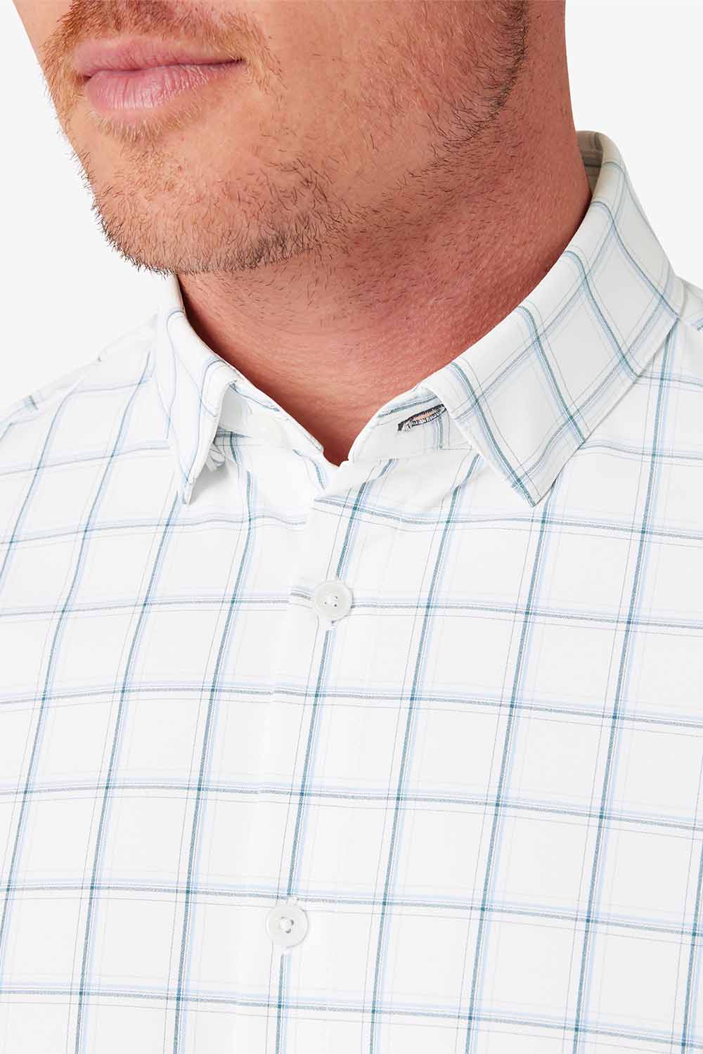 Mizzen + Main - Leeward LS - White Presido Plaid - Detail
