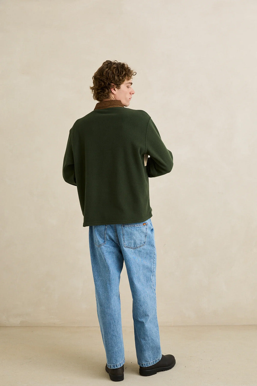 Rhythm Awake Polar Fleece Polo in Forest — Back view
