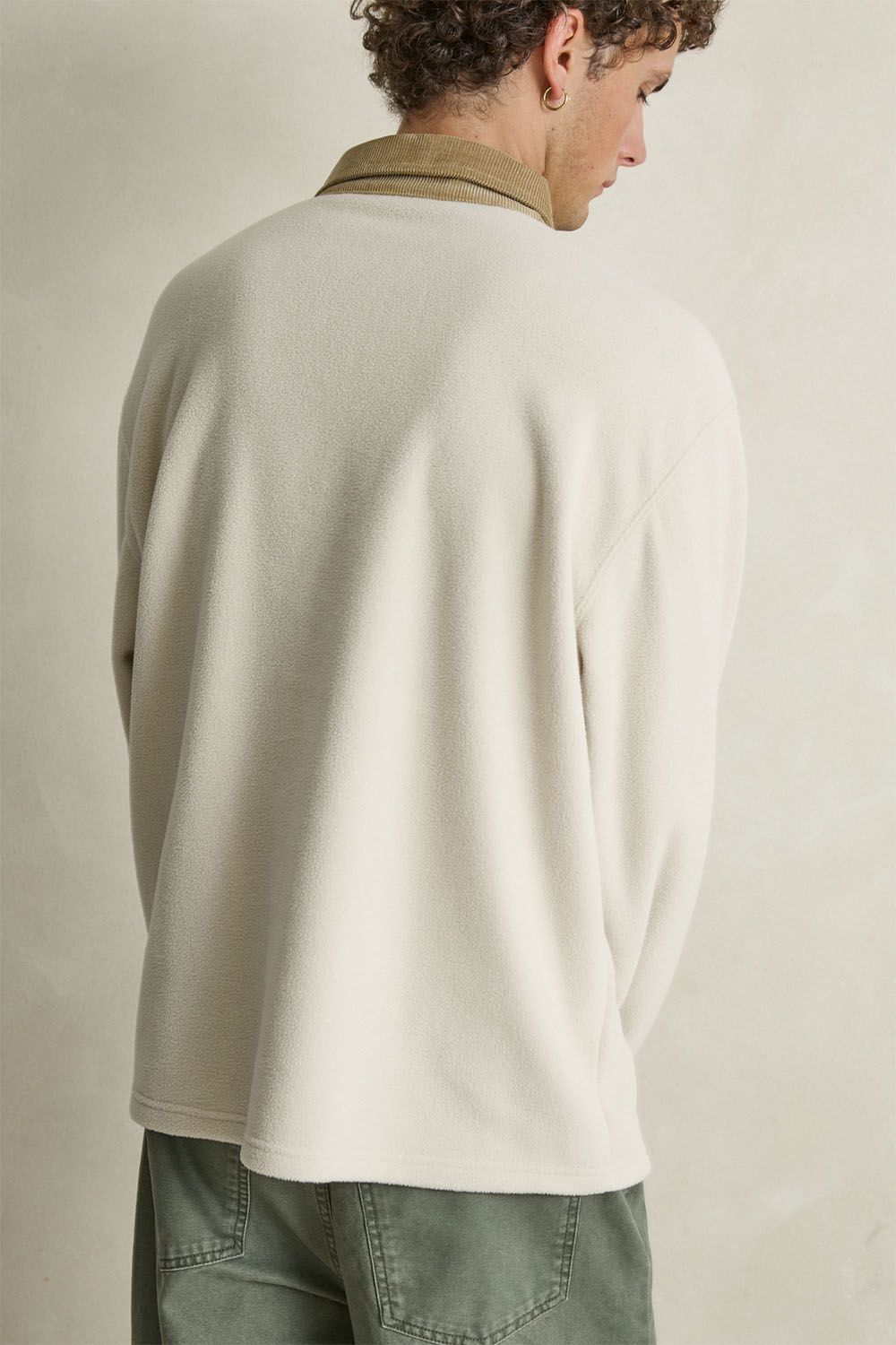 Rhythm - Awake Polar Fleece Polo - Natural - Model Back