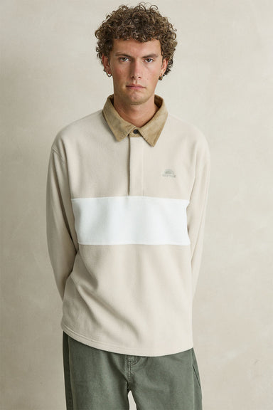 Rhythm - Awake Polar Fleece Polo - Natural - Model Front