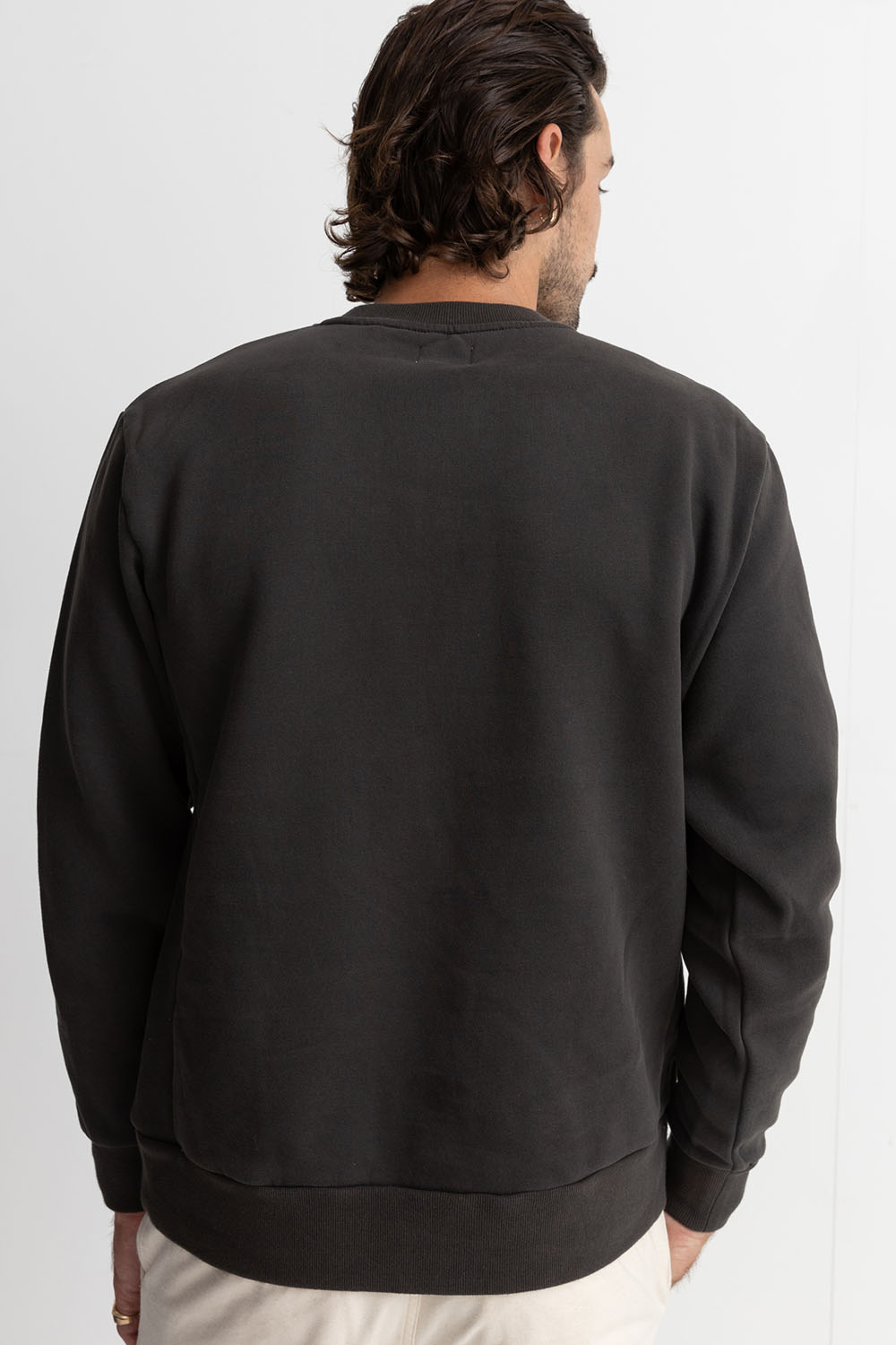 Rhythm Classic Fleece Crew in Vintage Black — Back view