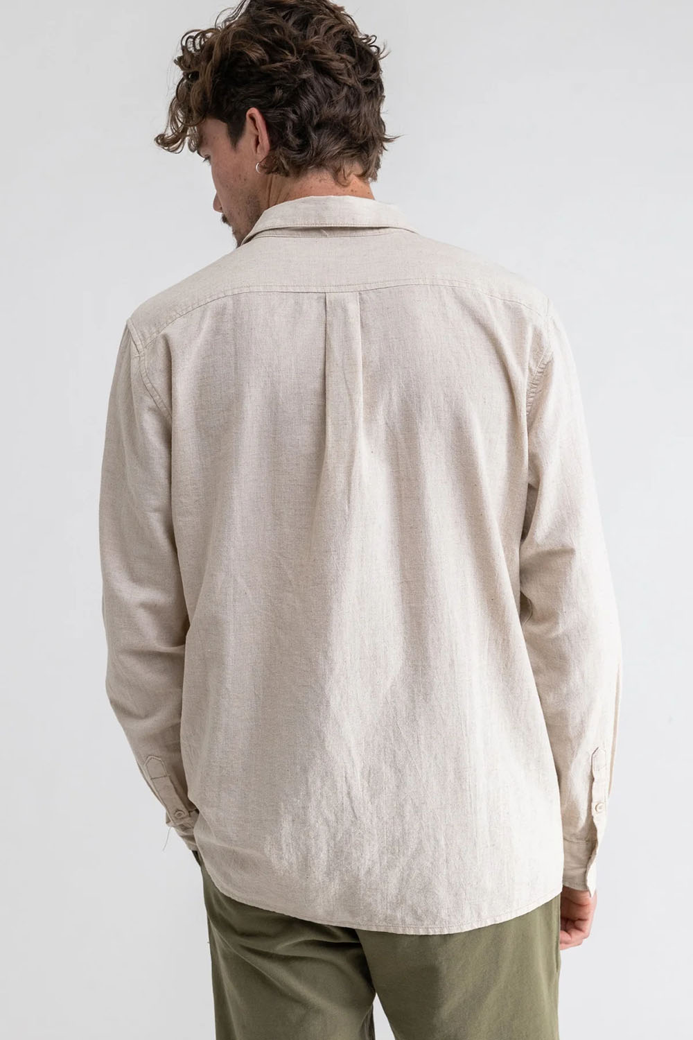 rhythm classic linen ls shirt sand back
