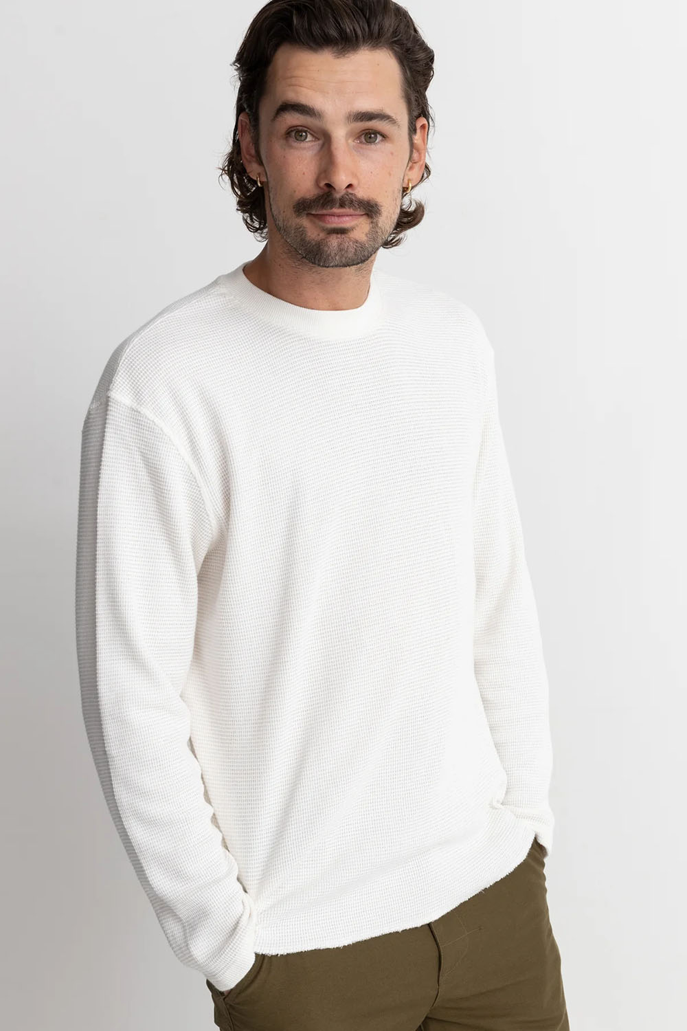 Rhythm - Classic Waffle Knit - Vintage White - Model Front