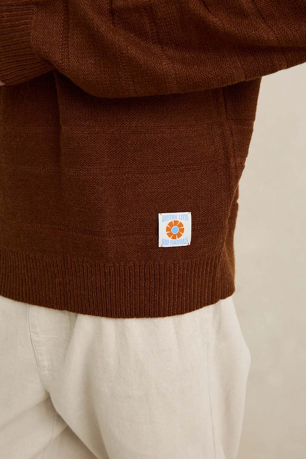 Rhythm Jackson Knit in Chestnut — Detail-Label view