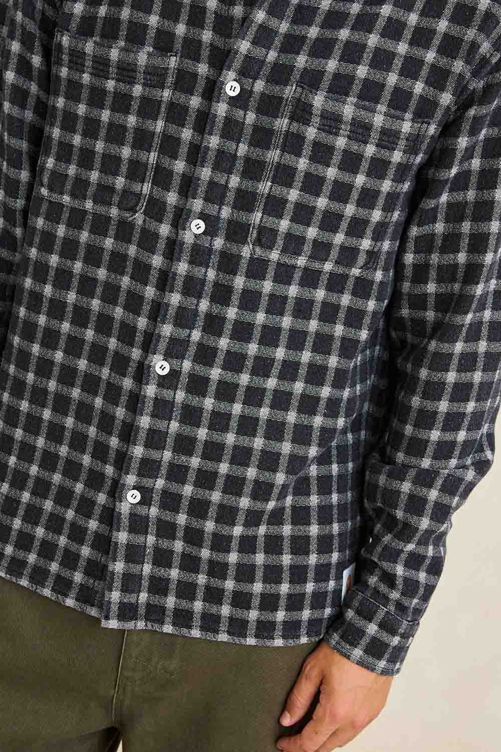 Rhythm - Jacquard Check Shirt - Black - Detail Fabric