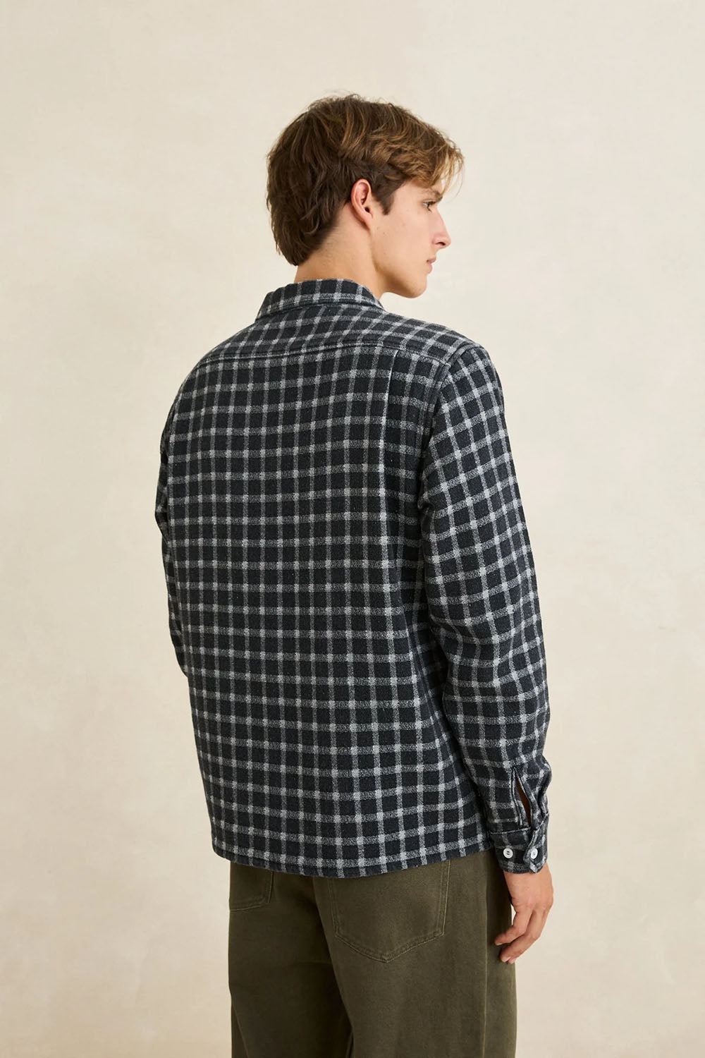 Rhythm - Jacquard Check Shirt - Black - Model Back