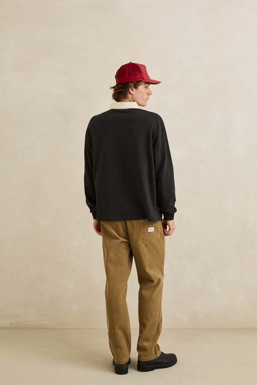 Rhythm Koa Vintage Rugby Polo in Black — Back view
