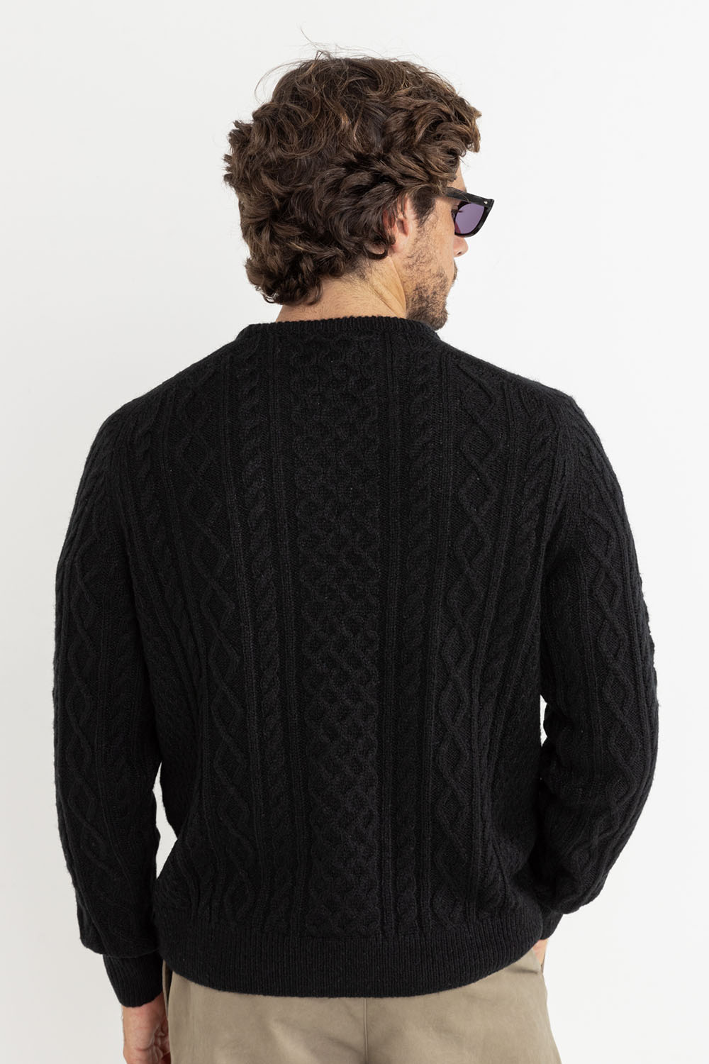 Rhythm - Mohair Fishermans Knit - Black - Model Back