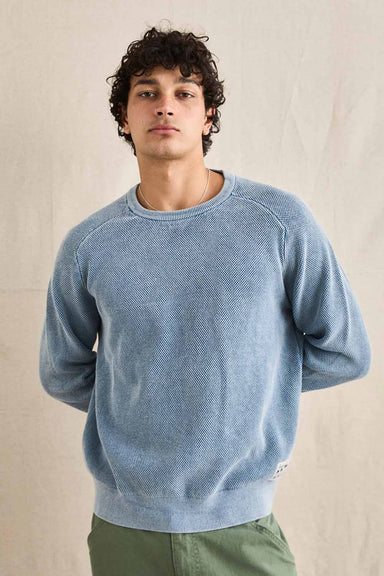 Rhythm Polu Crew Knit in Washed Blue — Front view