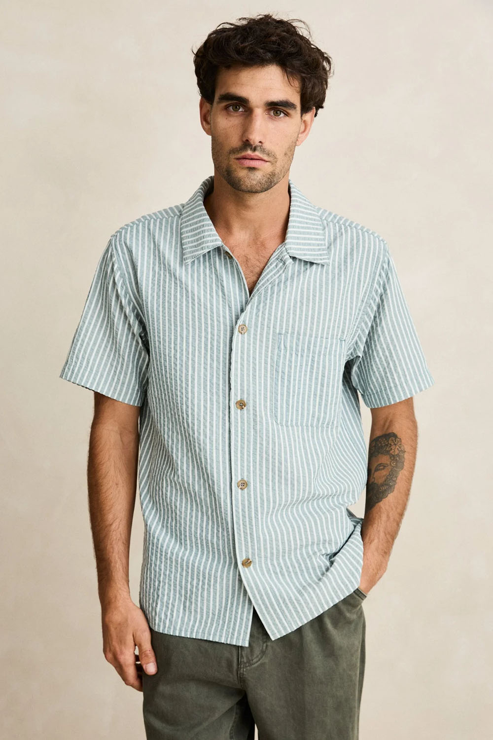 rhythm seersucker stripe ss pine
