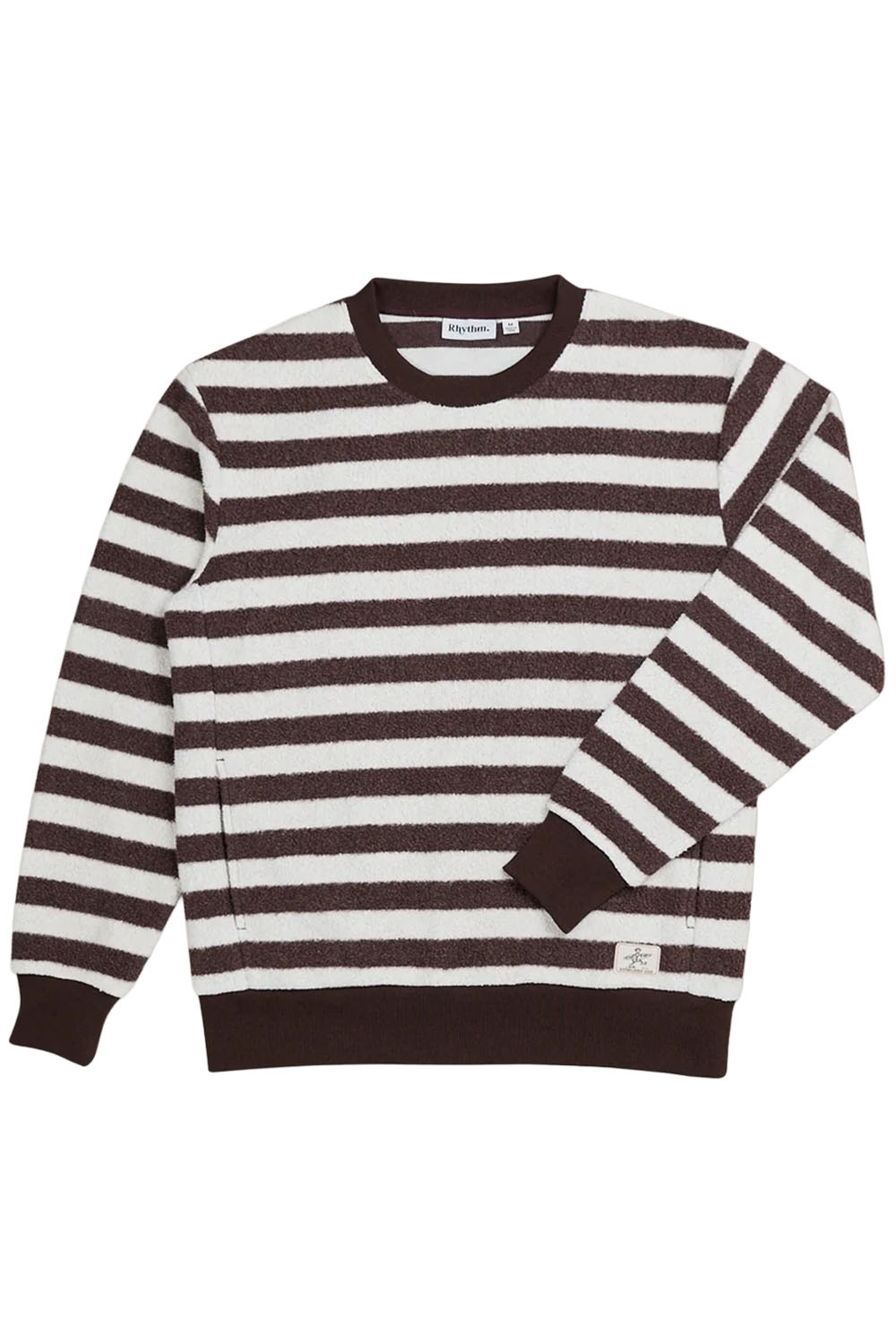 Rhythm - Stria Sherpa Crew Fleece - Chocolate - Flatlay Front