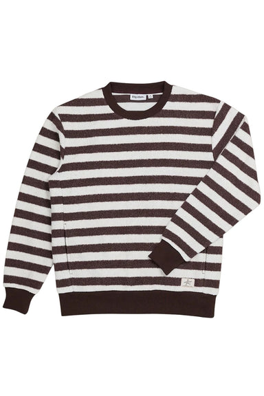 Rhythm - Stria Sherpa Crew Fleece - Chocolate - Flatlay Front