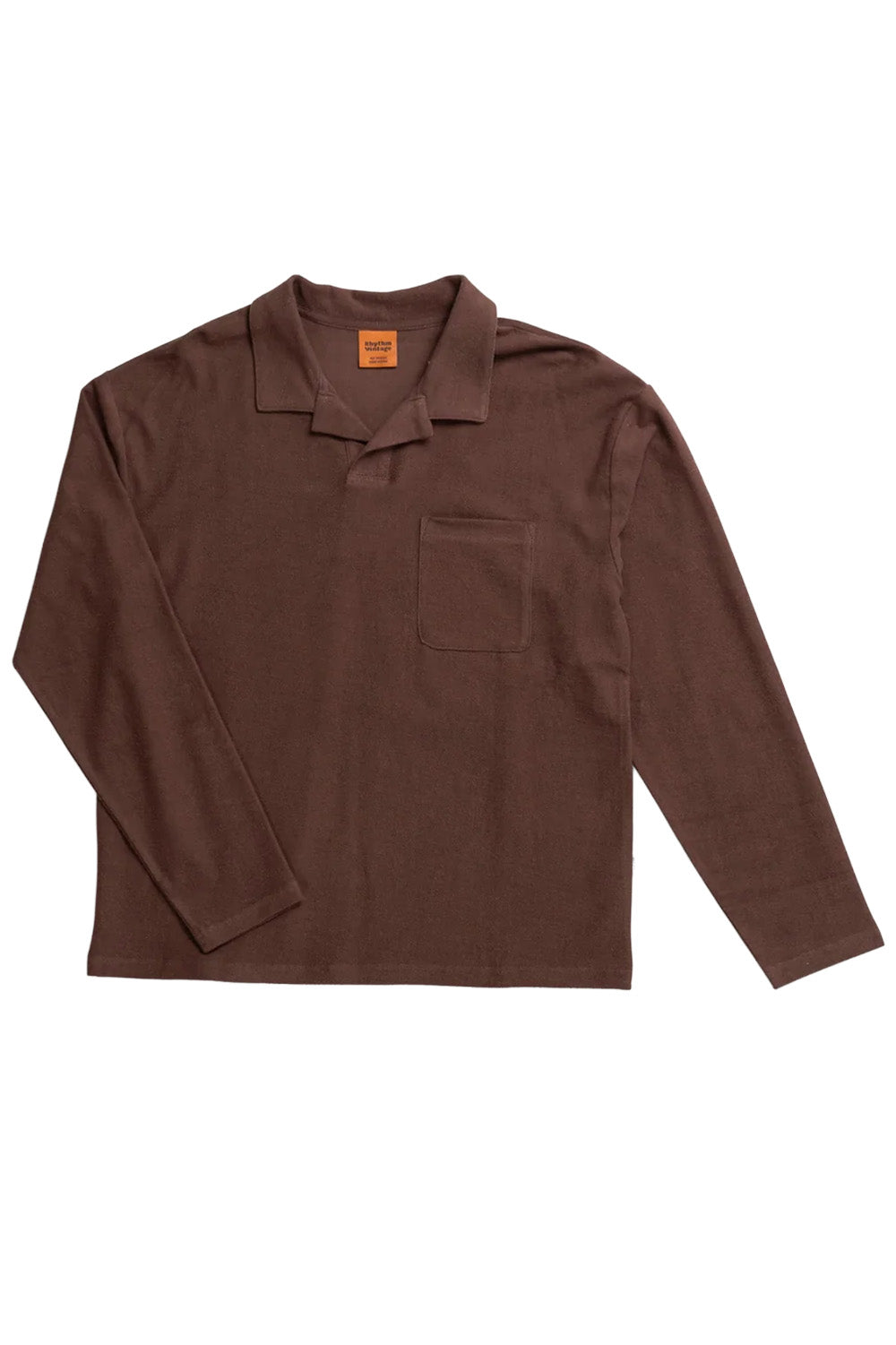 Rhythm Vintage Terry Polo in Chocolate — Flatlay view