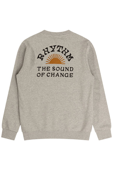 rhythm awake fleece crew grey heather flatlay