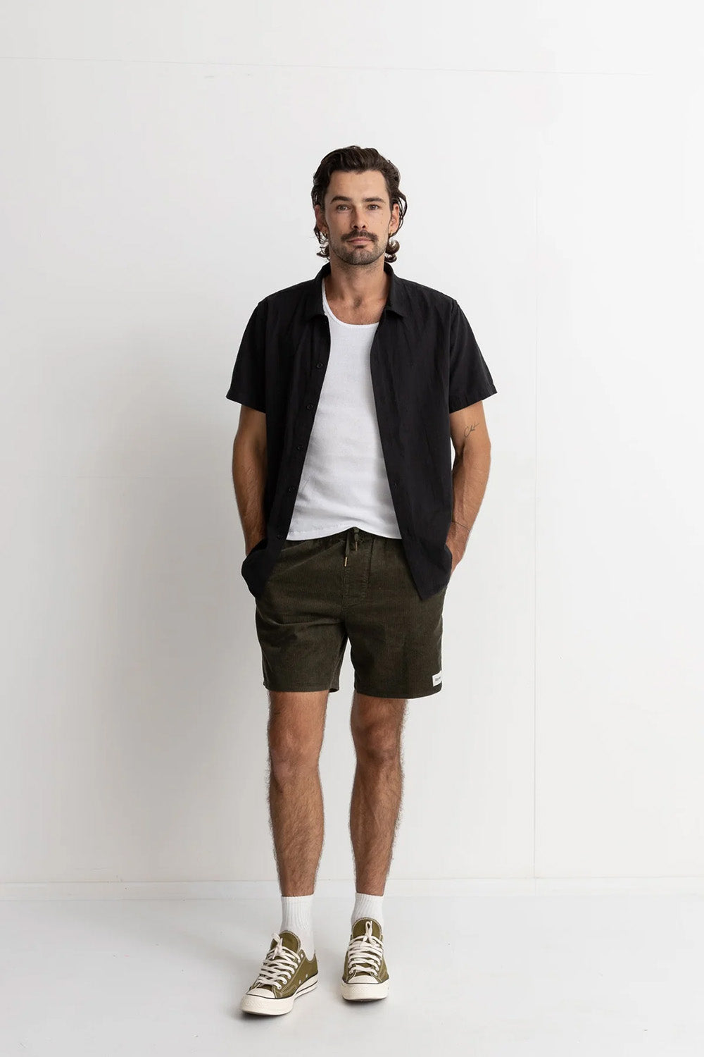rhythm classic linen ss shirt vintage black 