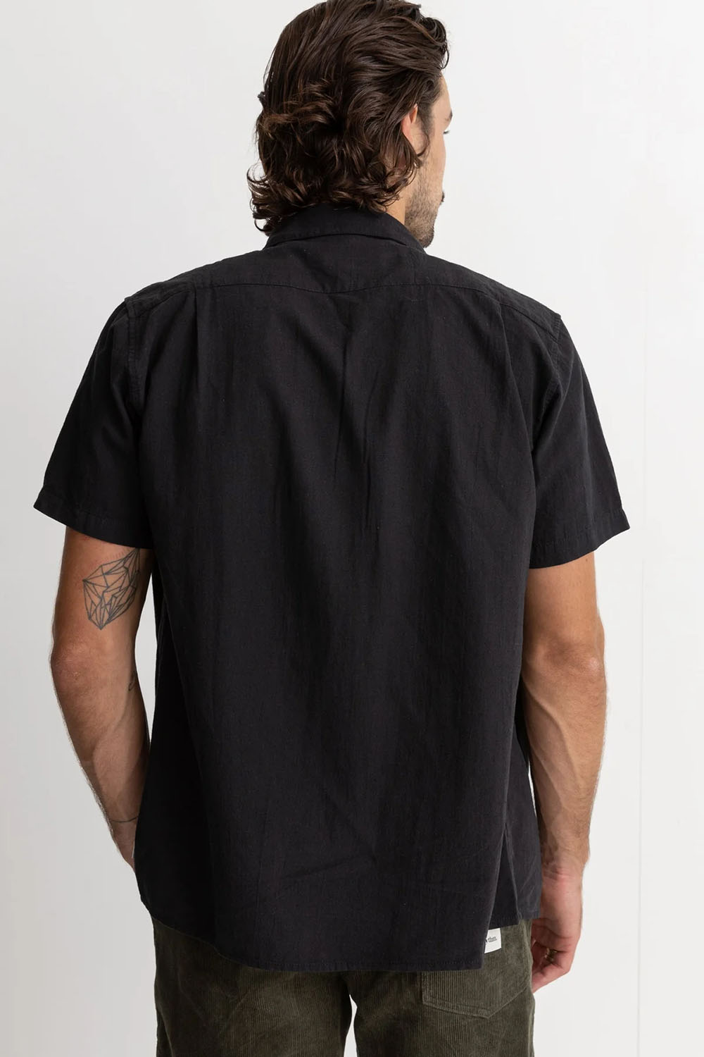 rhythm classic linen ss shirt vintage black back