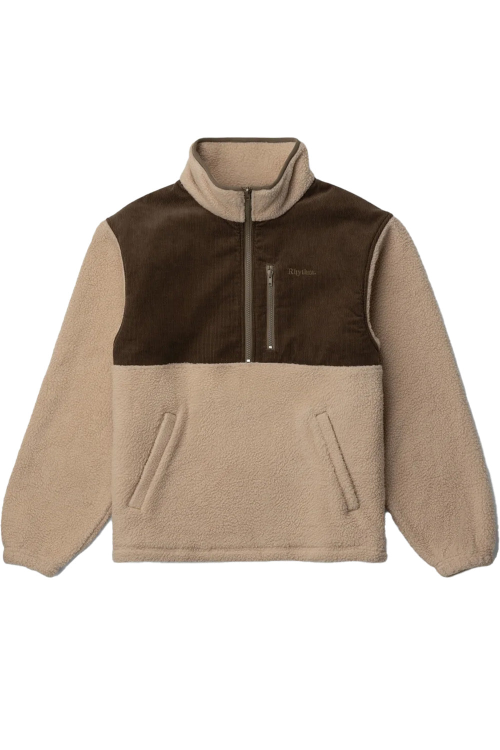 rhythm dune half zip pullover tobacco flatlay