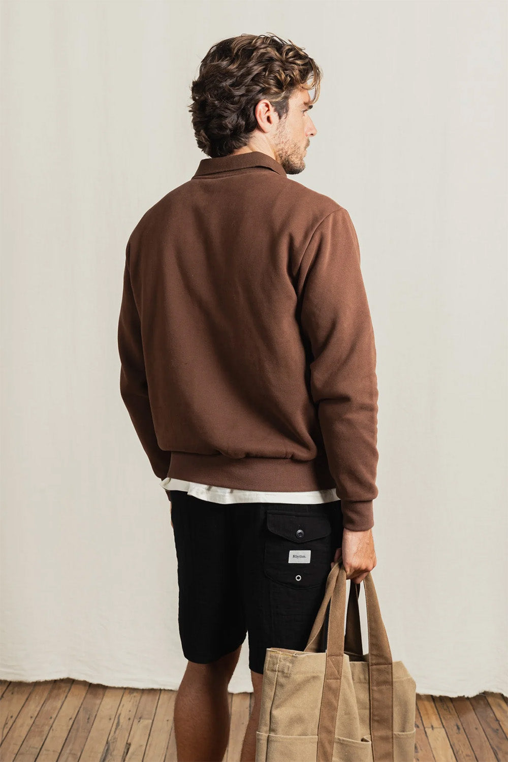 rhythm furnace quarter zip brown back