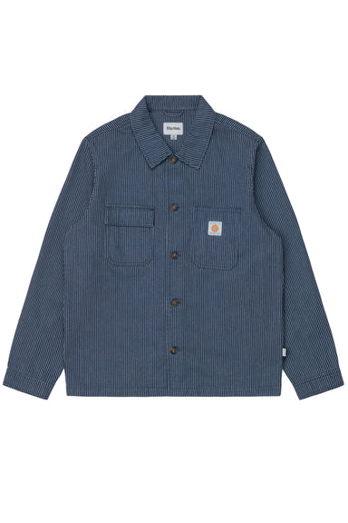rhythm hickory stripe work shirt navy flatlay
