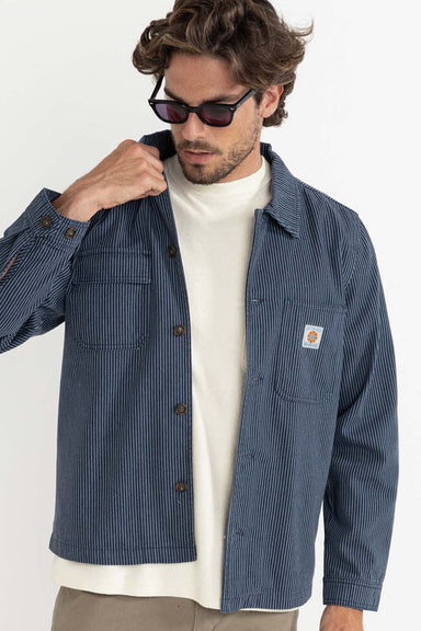 rhythm hickory stripe work shirt navy front