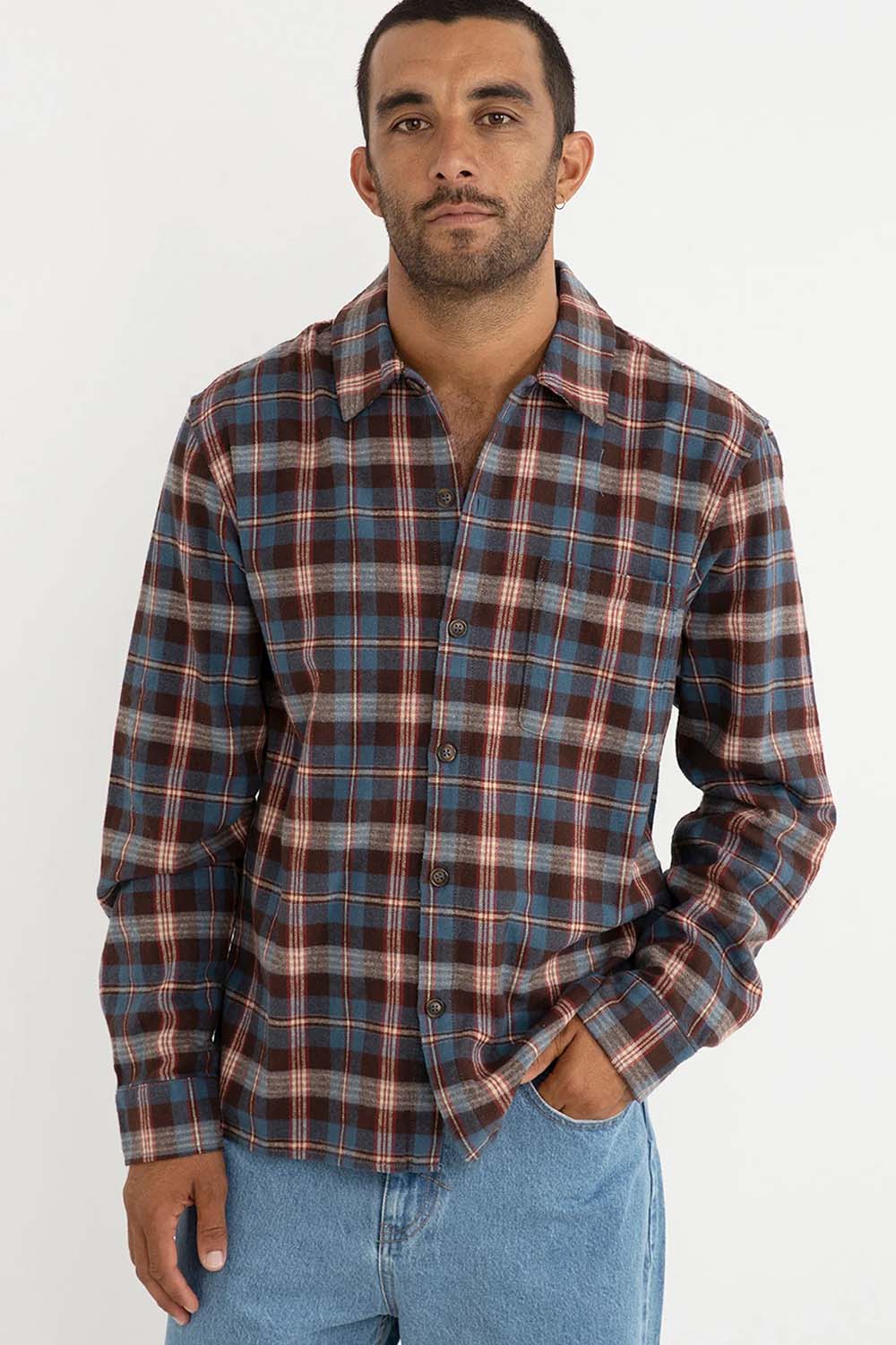 rhythm kern ls flannel chocolate front