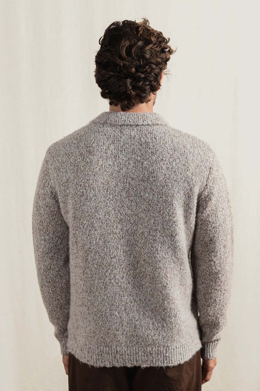 rhythm kinetic collared knit tobacco back