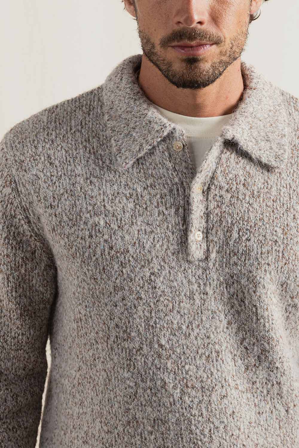 rhythm kinetic collared knit tobacco detail