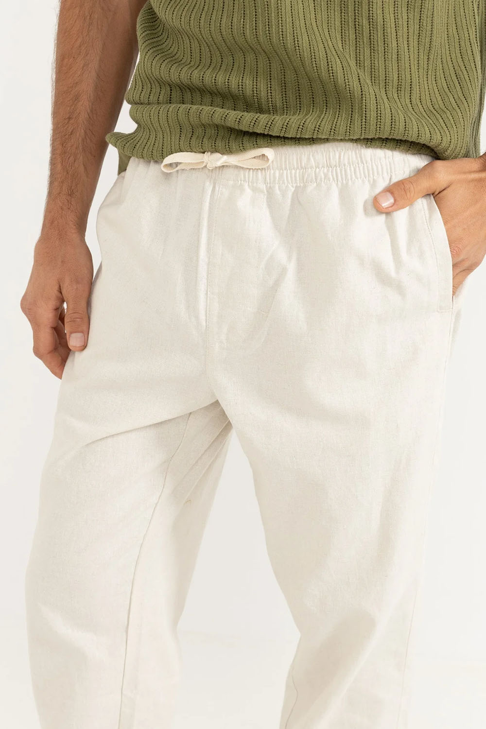 rhythm linen jam pant bone detail