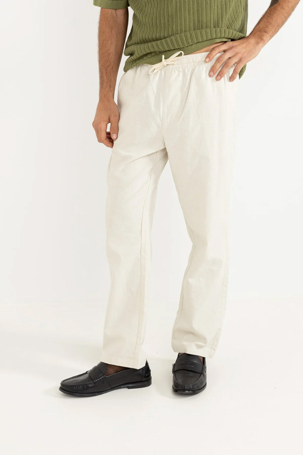 rhythm linen jam pant bone front