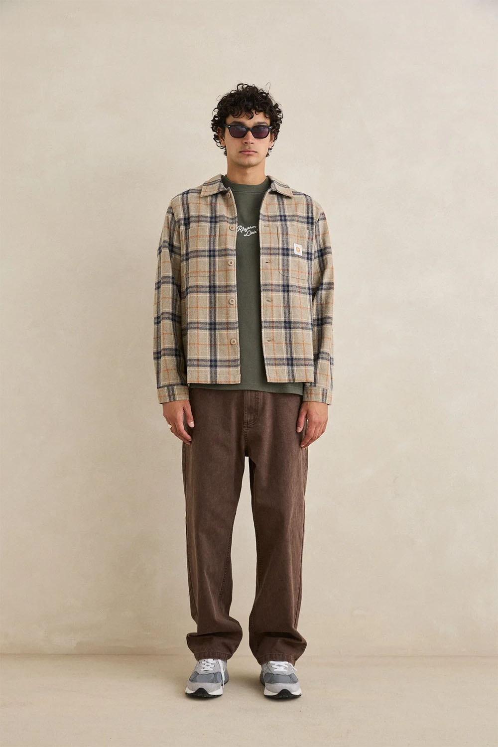 rhythm oscar check ls shirt stone