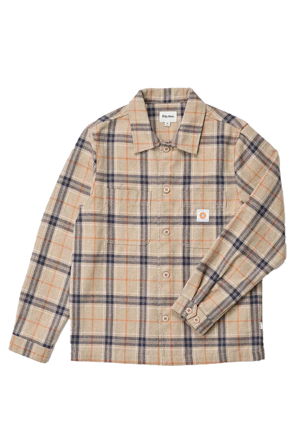 rhythm oscar check ls shirt stone flatlay