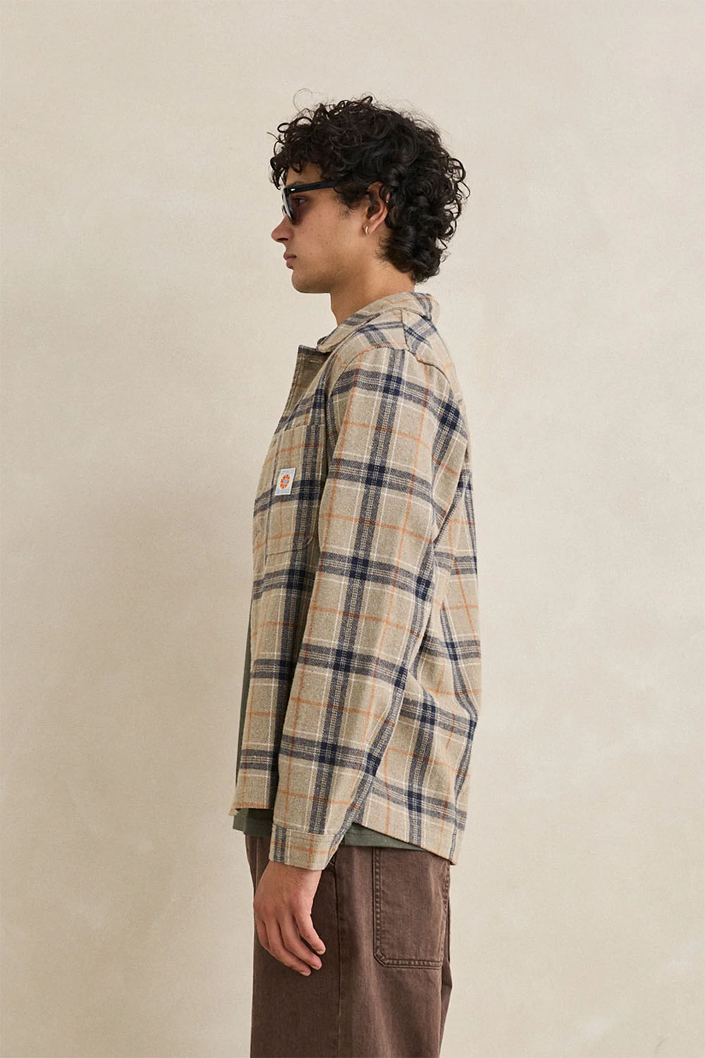 rhythm oscar check ls shirt stone side