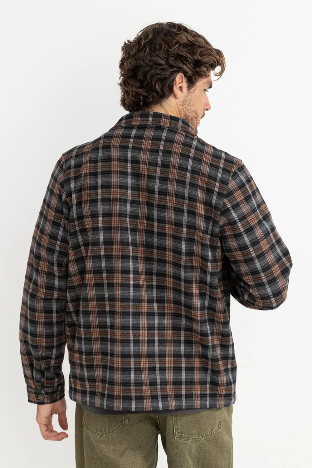 rhythm polar bond ls flannel charcoal back