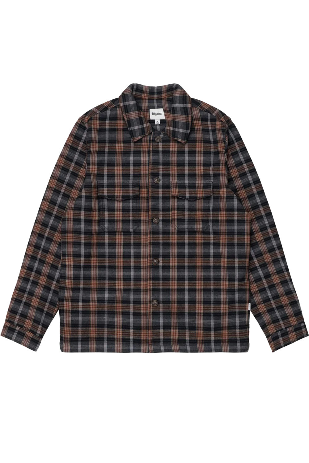 rhythm polar bond ls flannel charcoal flatlay