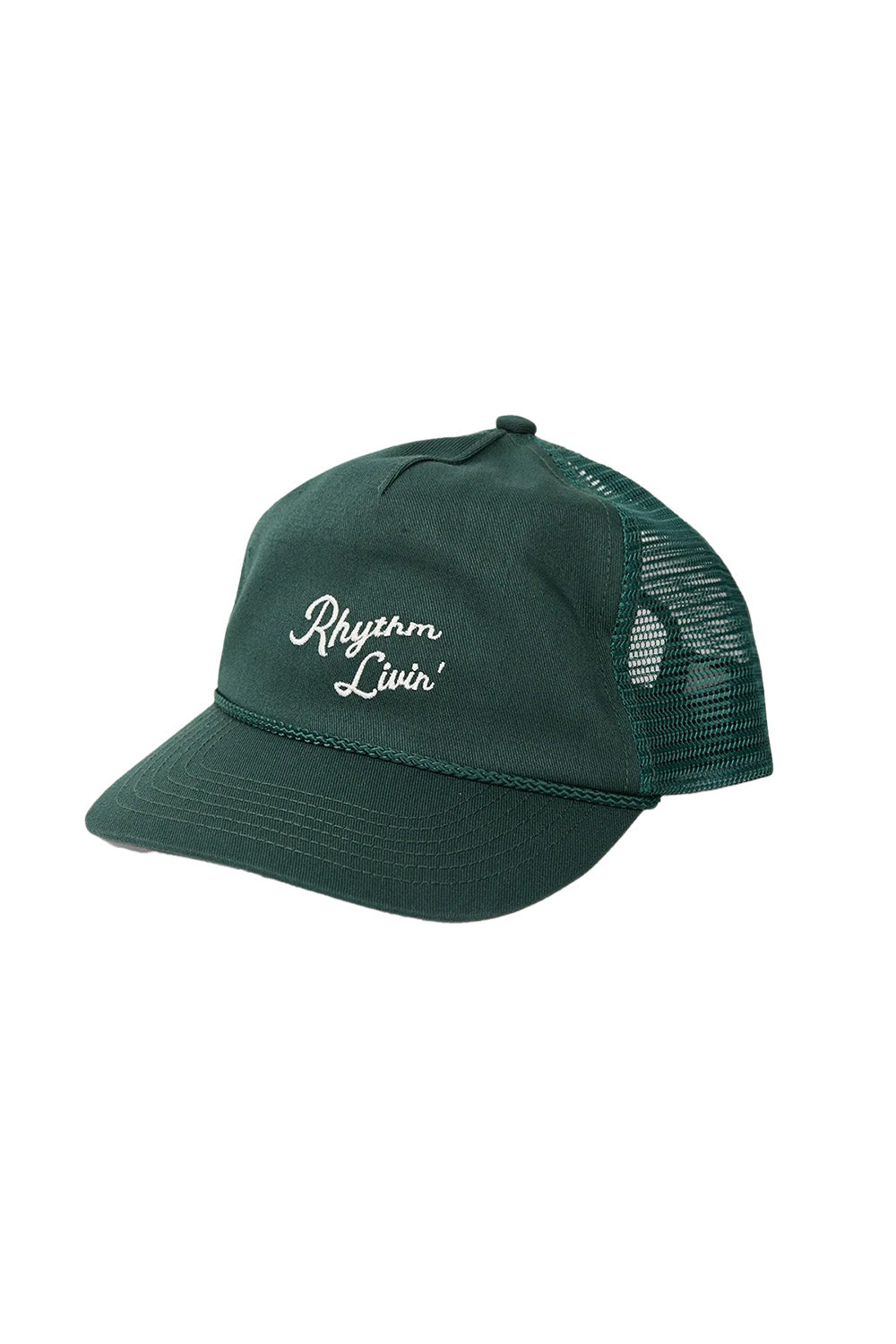 rhythm script trucker cap green front