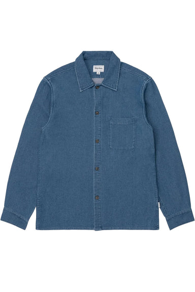 rhythm textured wale ls shirt washed indigo flatlay 