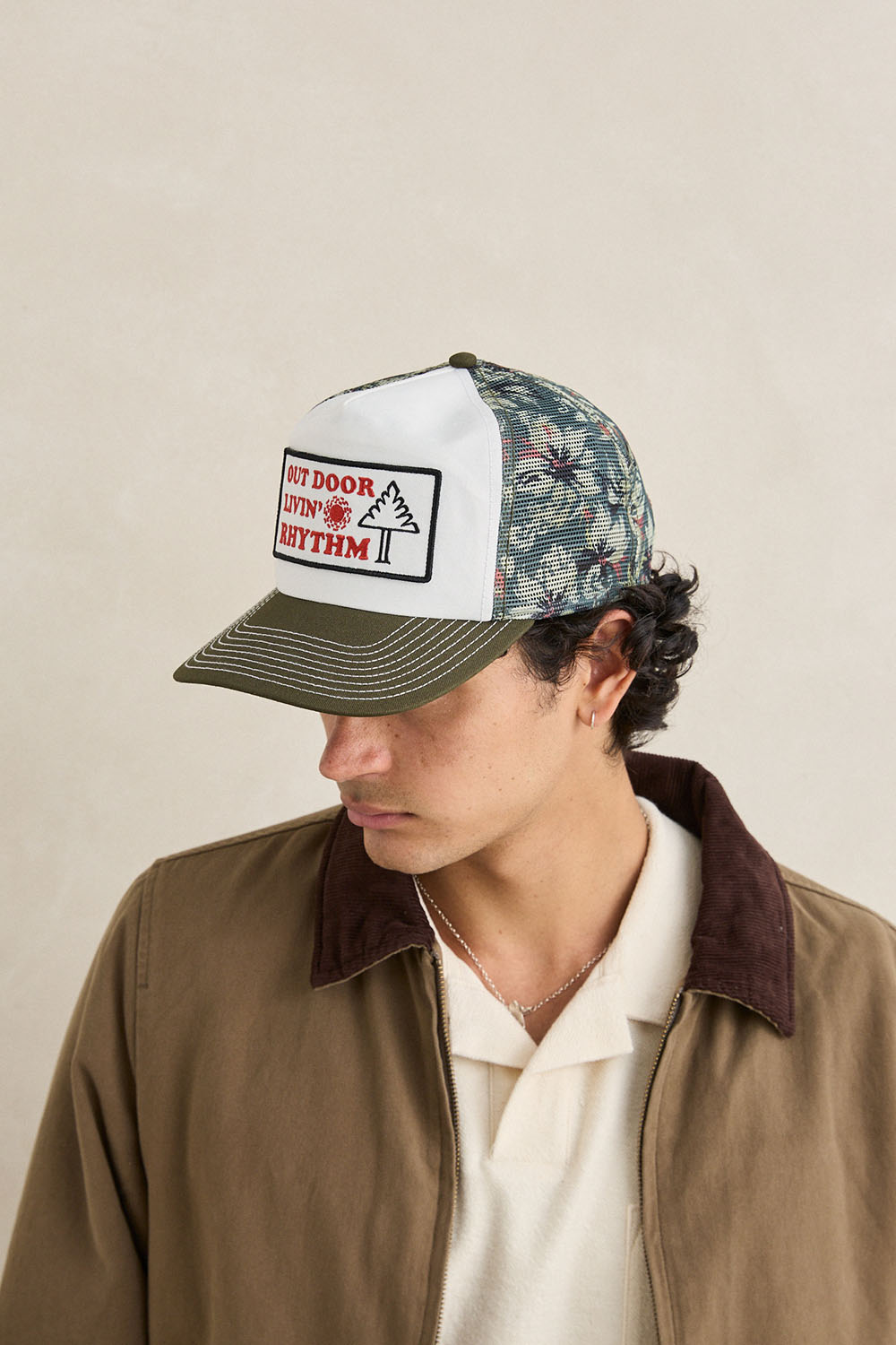 rhythm tropical trucker cap camo model