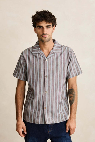 rhythm vacation stripe ss shirt chocolate