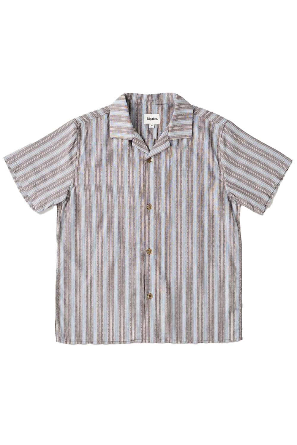 rhythm vacation stripe ss shirt chocolate flatlay