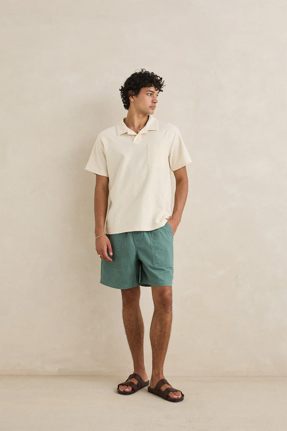 rhythm vintage terry ss polo natural