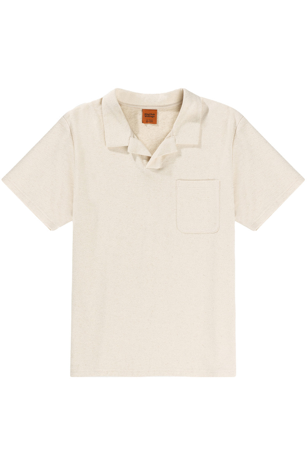 rhythm vintage terry ss polo natural flatlay