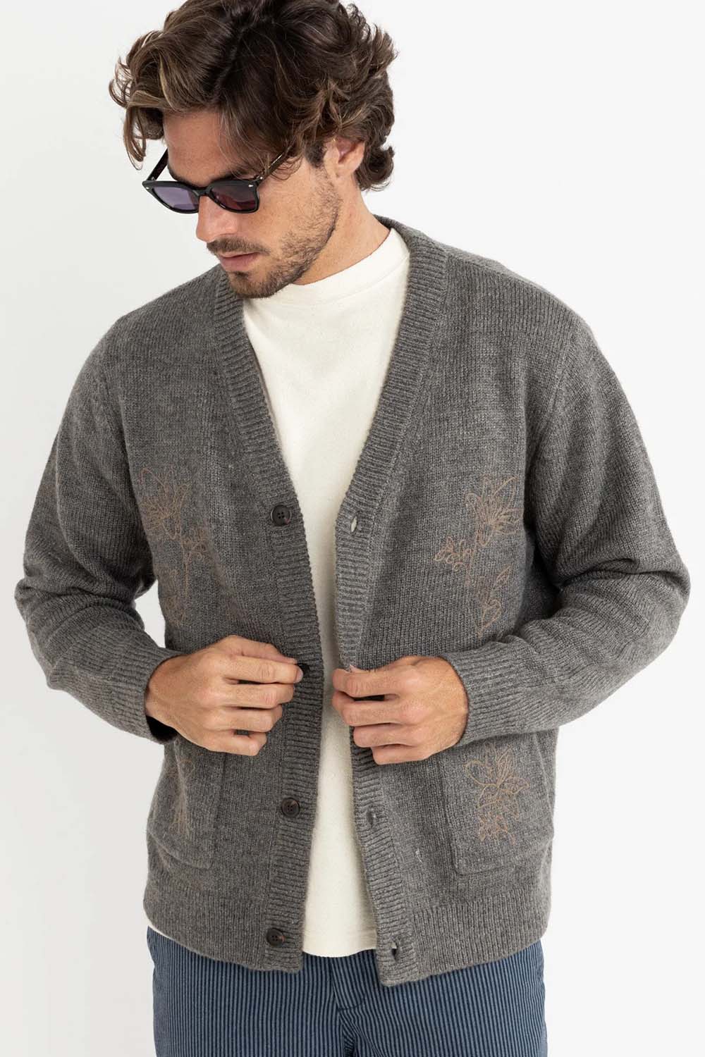 rhythm wes cardigan charcoal front